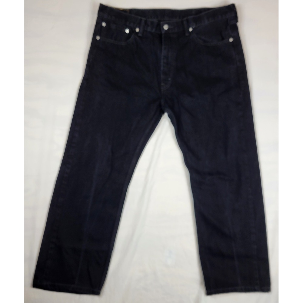 Levis 505 Regular Fit Black Jeans Mens 38x28 Straight Leg Denim Pants